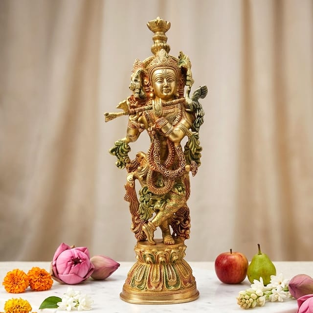 Brass showpiece Krishna Idol - 7*5*22 Inch (BS092 K)