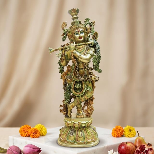 Brass Showpiece  Krishna  Statue  - 11*8*32.5 Inch (BS1346 D)