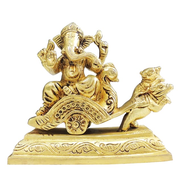 Brass Showpiece Ganesh Ji God Idol Statue - 5*2.6*4.2 Inch (BS1876 C)
