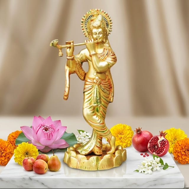 Brass Krishna Colour Statue-4.5*4.3*11 (BS427 C)