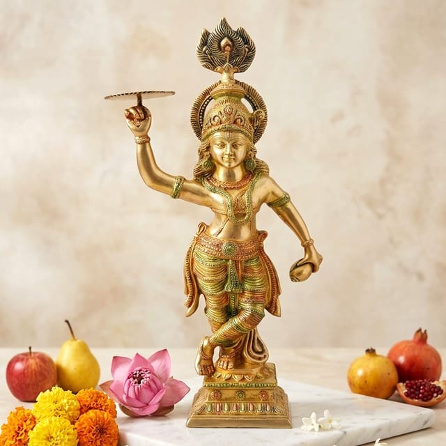 Brass Showpiece Krishan Ji With ChakraGod Idol Statue  - 7.5*7.5*29 inch (BS072)