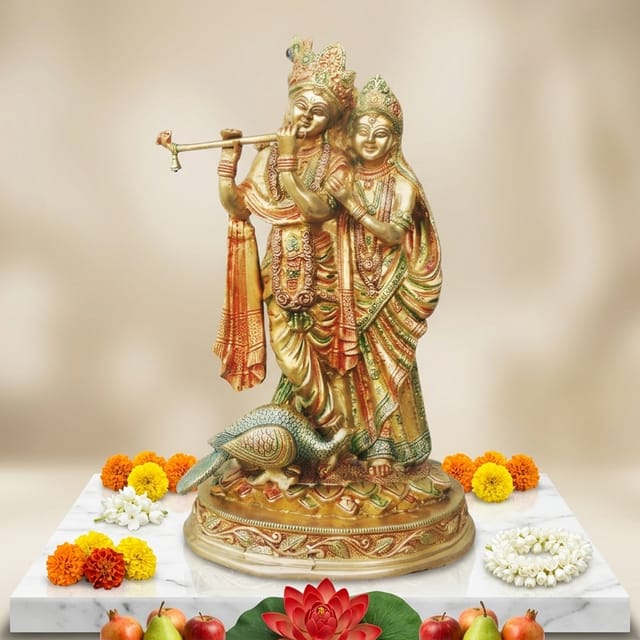 Brass Showpiece Radha Krishna God Idol Statue  - 9*6*15 inch (BS399 B)