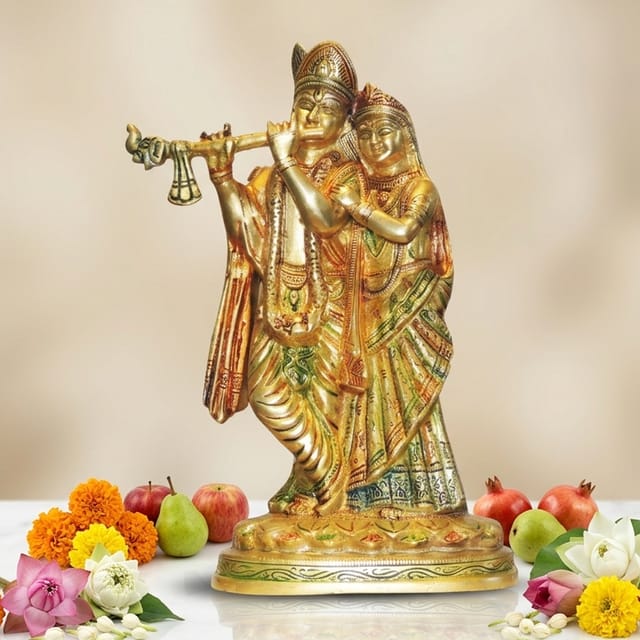 Brass Showpiece Radha Krishna God Idol Statue  - 5*4*8.5 inch (BS399 E)