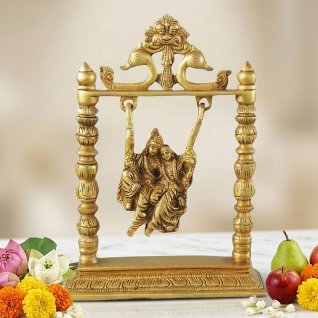 Brass Showpiece Radha Krishan Jhula God Idol Statue  - 7.4*2.2*10 inch (BS1067 A)
