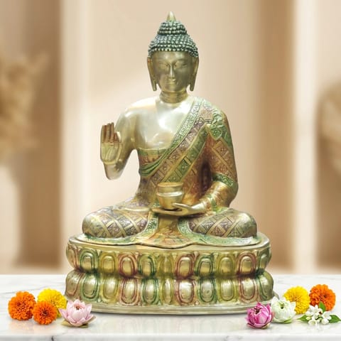 Brass Showpiece Buddha Statue - 22*14*29 Inch (BS660 F)