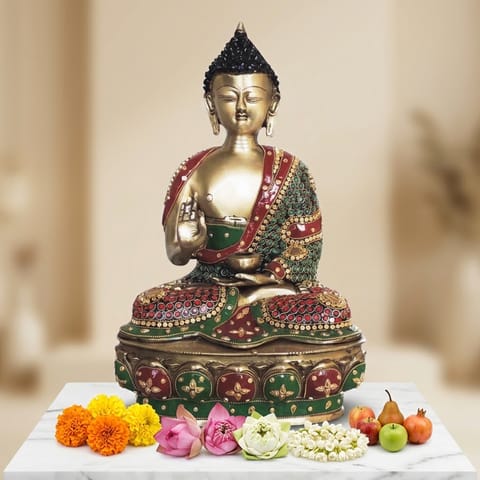 Brass Showpiece Buddha Ji God Idol Statue - 9.5*8*15 Inch (BS1547 G)