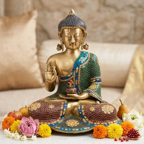 Brass Showpiece Buddha God Idol Statue - 17*12*19.5 Inch (BS1554 A)