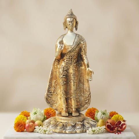 Brass Showpiece Buddha Standing Statue  - 5.2*4.5*10.5 inch (BS1578 D)