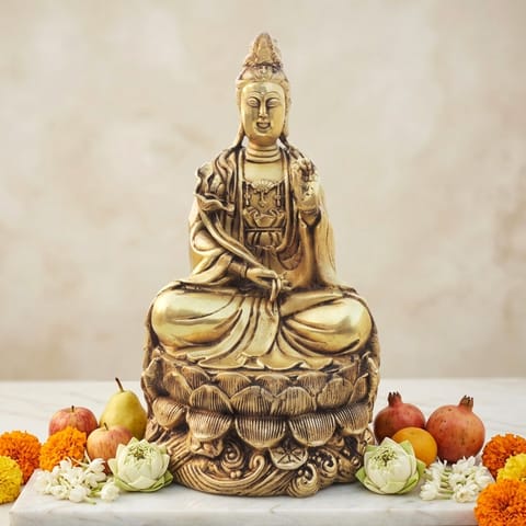 Brass Showpiece Buddha New Design God Idol Statue - 6*5.5*11 Inch (BS1651 E)