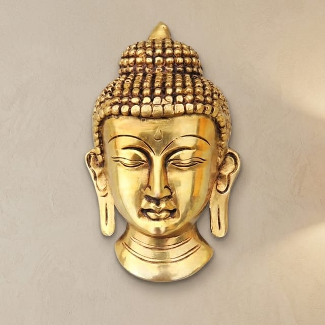 Brass Showpiece Buddha Head Statue - 2*2*4 Inch (BS1077 C)