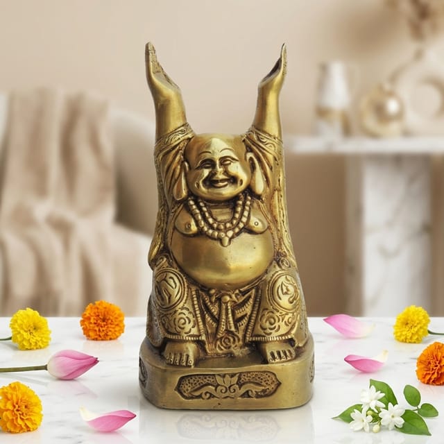 Brass Showpiece Laughing Buddha God Idol Statue - 3.5*3*7 Inch (BS1361 F)