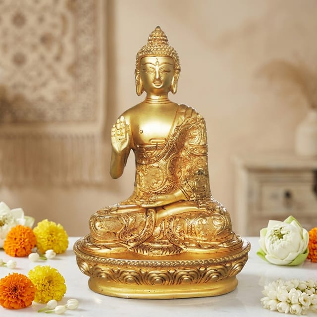Brass Showpiece Budha Statue With Super Fine Finish - 5*3.3*7.2 Inch (BS079 K)