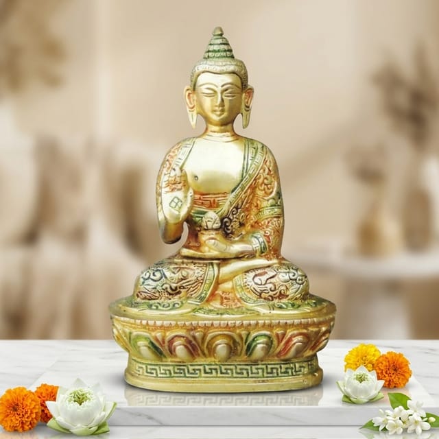Brass Showpiece Buddha Statue  - 4.4*3*6.8 inch (BS660 X)
