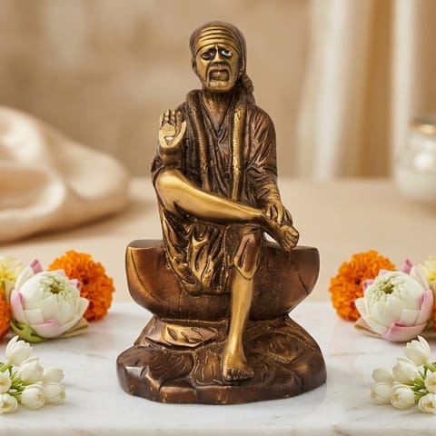 Brass Showpiece Sai Baba God Idol Statue - 5*3.5*8.5 Inch (BS734 C )