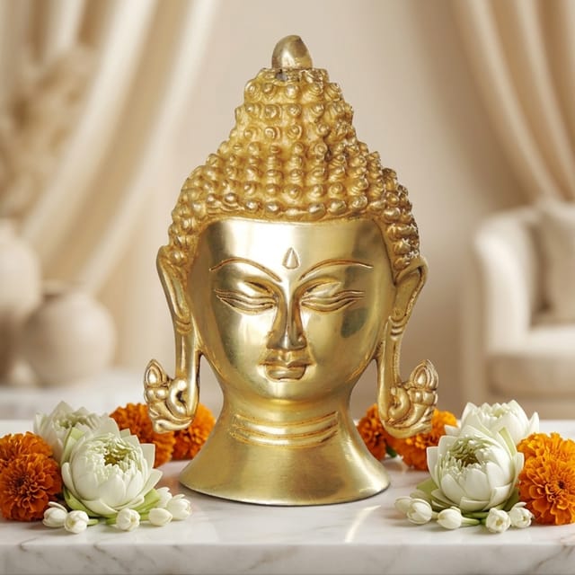 Brass Showpiece Buddha Head Statue  - 4*2.5*5.8 inch (BS1029 B)