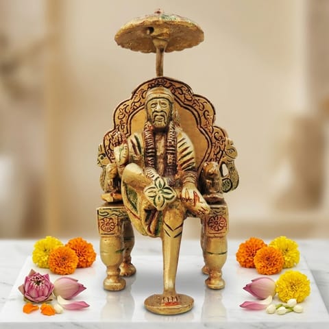 Brass Showpiece Sai Baba umbrella statue\ Idol - 3.5*2.5*4 Inch (BS1304 D)