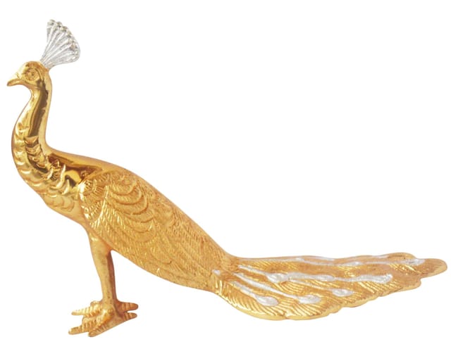 Aluminium Peacock With Gold And Silver Finish - 11.6*5*8.2 Inch (Z344 C)