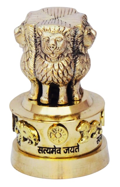 Brass Table Decor Showpiece Ashok Lath - 2*2*3.2 inch (F670 C)