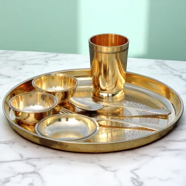 Pure Brass Thali Set 7 Pcs. -11.5 (BC108 A)