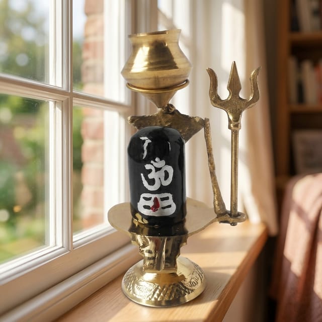 Brass Shiv Ling Black Stone No. 1 - 2.8*2.1*4.1 inch (Z396 B)