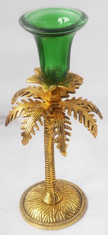 Aluminium Showpiece Candle Holder Home Decor Statue - 3*3*9 Inch (AS347 G)