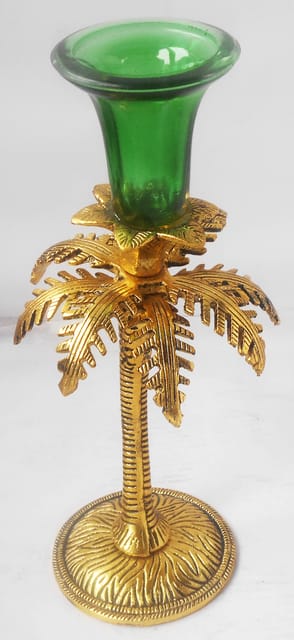 Aluminium Showpiece Candle Holder Home Decor Statue - 3*3*9 Inch (AS347 G)