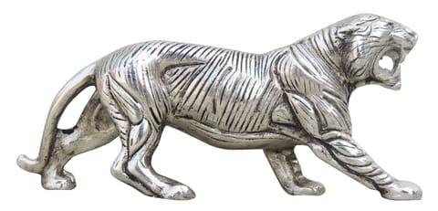 Aluminium Showpiece Tiger Statue, Home Decor - 8.8*2.2*3.7 Inch (AS245 S)