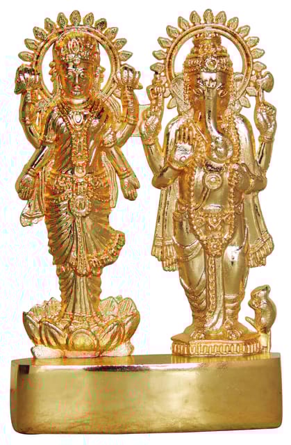 Aluminium Showpiece Standing Laxmi Ganesh, God Idol Statue - 2.9*0.6*4.5 Inch (AS192 D)