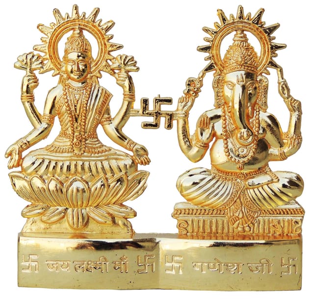 Aluminium Showpiece Lakshmi Ganesh Darbar, God Idol Statue - 4.3*0.5*4 Inch (AS192 C)