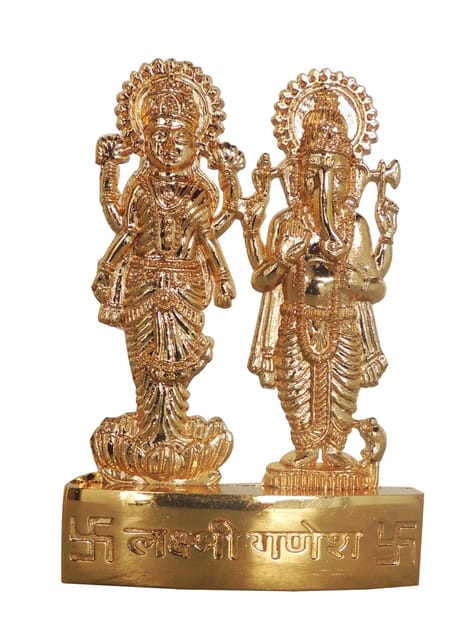 Aluminium Showpiece Standing Laxmi Ganesh, God Idol Statue - 2.8*0.4*4 Inch (AS192 B)