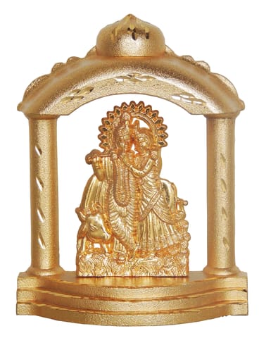 Aluminium Showpiece Cow Radha Krishan Darbar, God Idol Statue - 3.5*1.5*4.5 Inch (AS191 D)