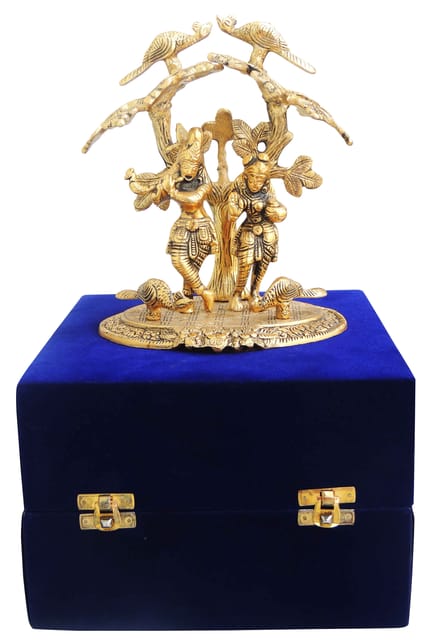Aluminium Showpiece Radha Krishna Under Tree, God Idol Statue - 6.5*5.5*8 Inch (AS135 G)