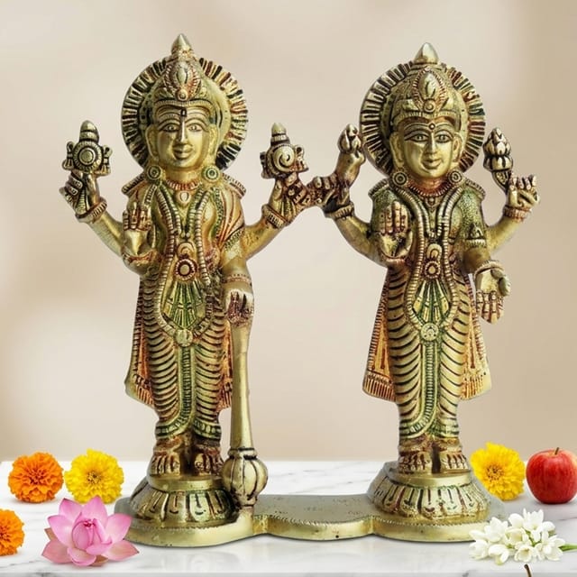 Brass Showpiece Vishnu Laxmi ji Idol - 6.5*2*7.5 Inch (BS1352 E)