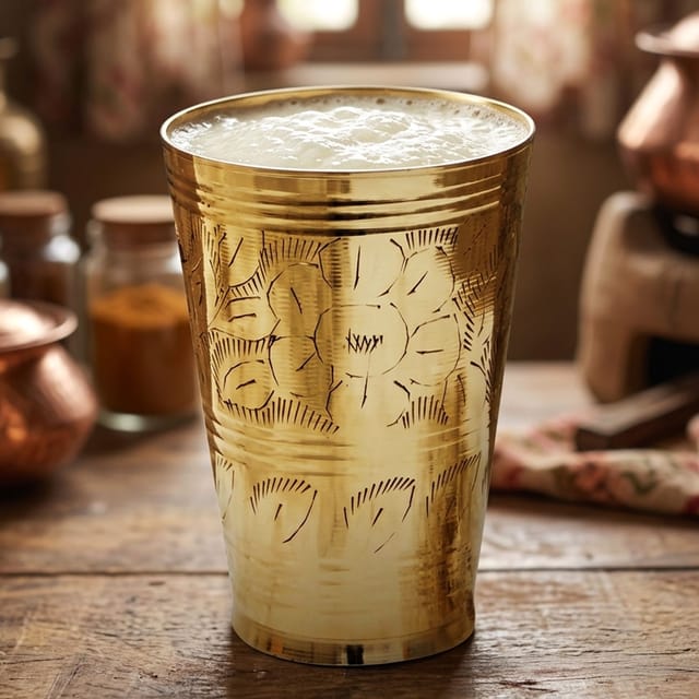 Lassi Glass Brass - 350 ml - 3.2*4.4*4.6 inch (BC113 C)