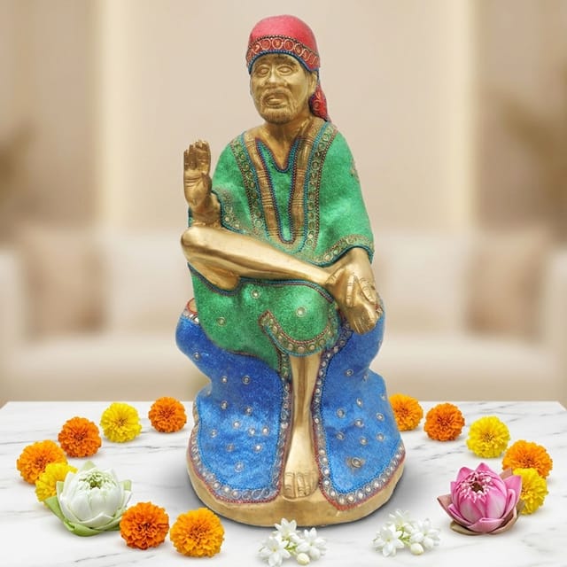 Brass Showpiece Sai Baba Statue - 7.5*6*14 Inch (BS520)