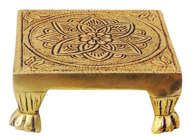 Brass Showpiece Chowki Statue - 3.6*3.6*1.5 Inch (BS1403 C)