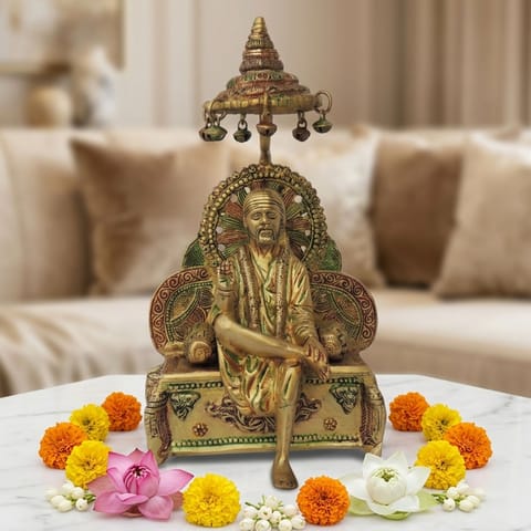 Brass Showpiece Sai Baba Umbrella Statue - 7*5.4*12 Inch (BS1249 B)