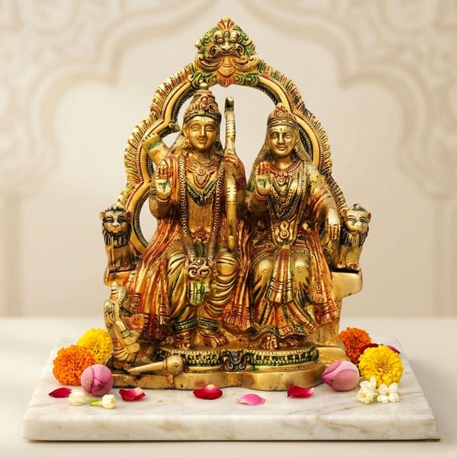 Brass Showpiece Ram Seeta ji Sitting Idol/ Statue -7*4*10 inch (BS1463 C)