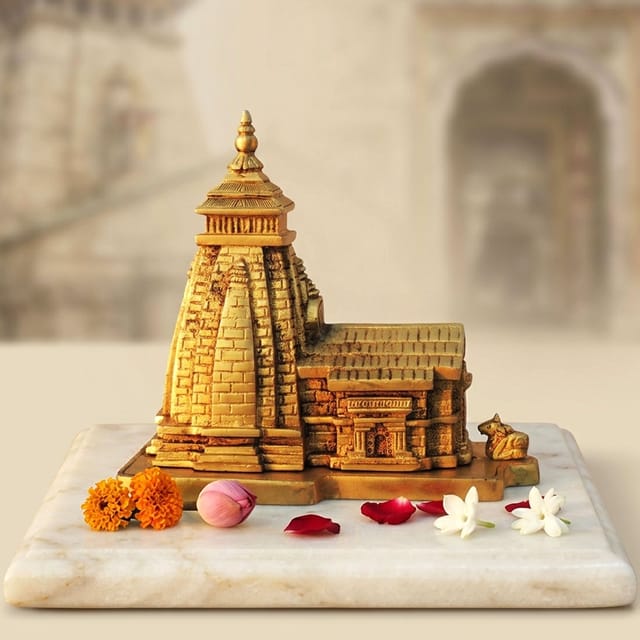 Brass Showpiece Kedarnath Mandir Model Temple - 6.6*4*6.5 Inch (BS1466 C)