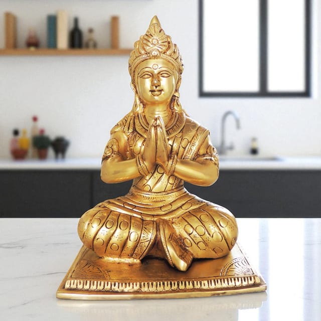 Brass Showpiece Parvati Ji God Idol Statue - 9*6.5*12.5 Inch (BS872 N)