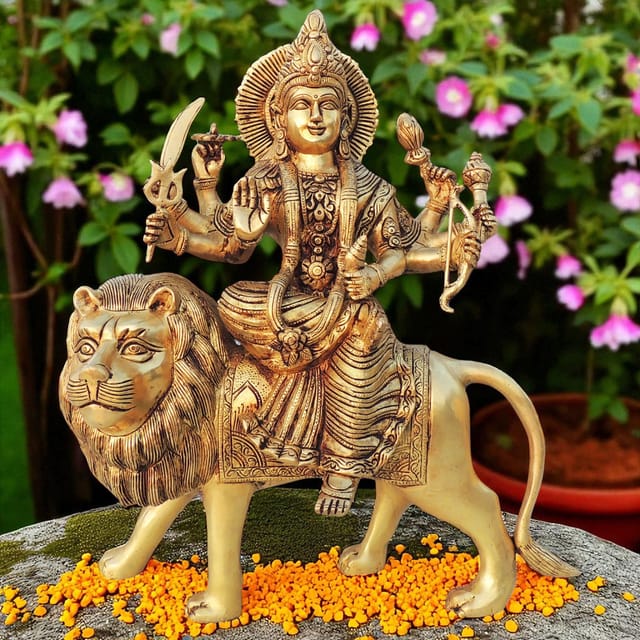 Brass Showpiece Durga Ji God Idol Statue - 14*6*16 Inch (BS1455 F)
