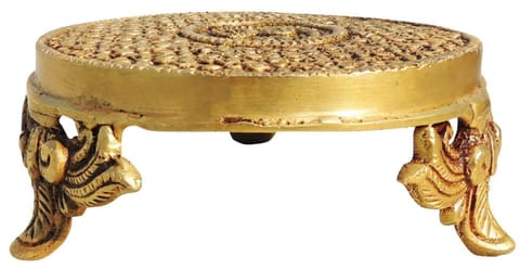 Brass Showpiece Chowki Round God Idol Statue - 5*5*2 Inch (BS1675 E)