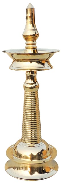 Brass Table Decor Round Kerala Fancy Deepak - 5.2*5.2*15.2 Inch (F716 I)