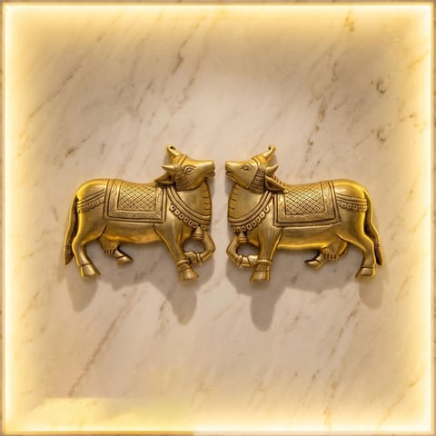 Brass Showpiece Wall Hanging Cow God Idol Statue - 8*1*6.5 Inch (BS1799 E)