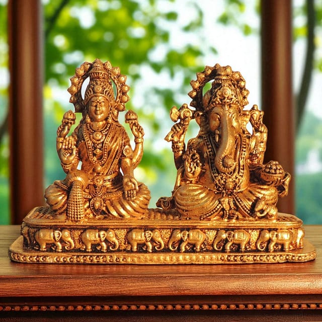 Brass Showpiece Laxmi Ganesh Ji God Idol Statue - 4.5*1.5*3 Inch (BS1803 D)