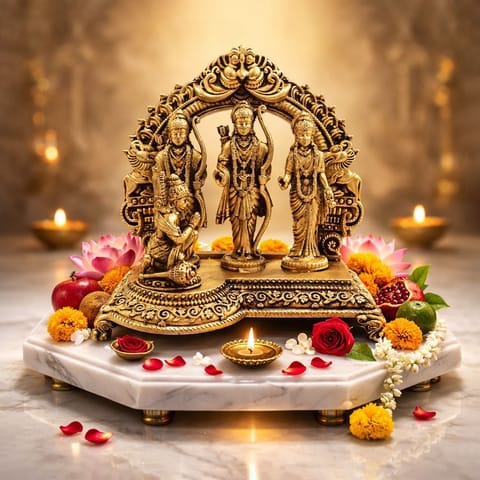 Brass Showpiece Ram Darbar God Idol Statue - 5*2.5*5 Inch (BS1728 F)