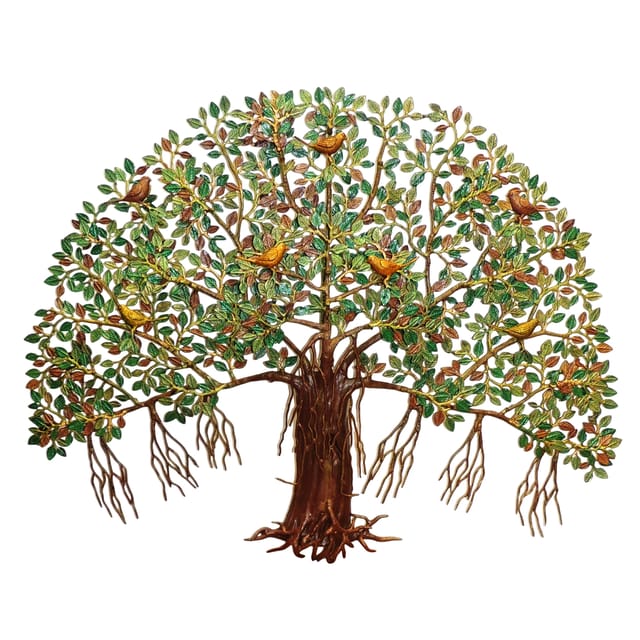 Brass Wall Hanging Showpiece Kalpavriksha Tree Statue - 46*6*36 Inch (BS1569 G)