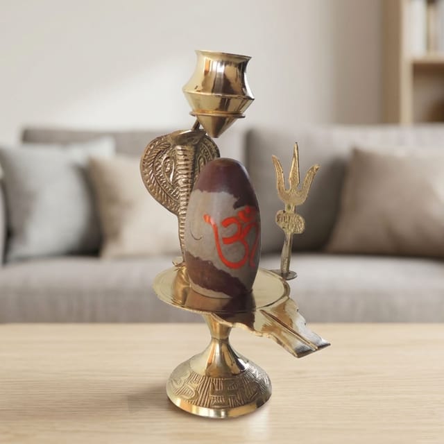 Brass Nav Dev Shiv Ling No. 6 - 4.7*3.1*6.7 inch (Z464 F)