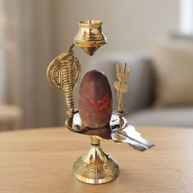 Brass Nav Dev Shiv Ling No. 3 - 3.7*2.5*5.3 inch (Z464 D)