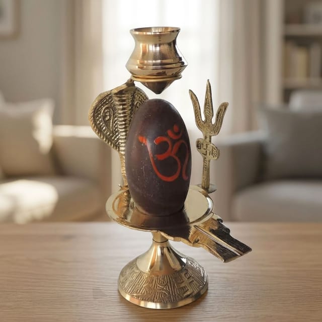 Brass Nav Dev Shiv Ling No. 4 - 4.2*2.8*5.8 inch (Z464 E)